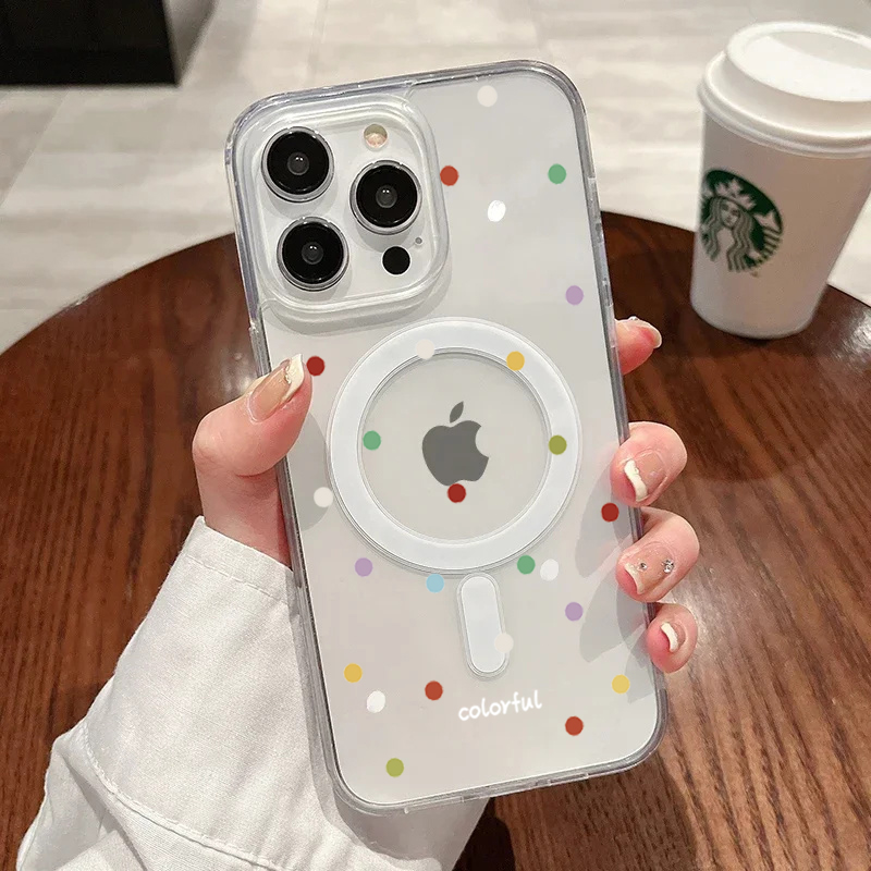 Phone Cases With Magsafe - INS Kore Yaratıcı Renkli Dalga Noktalı