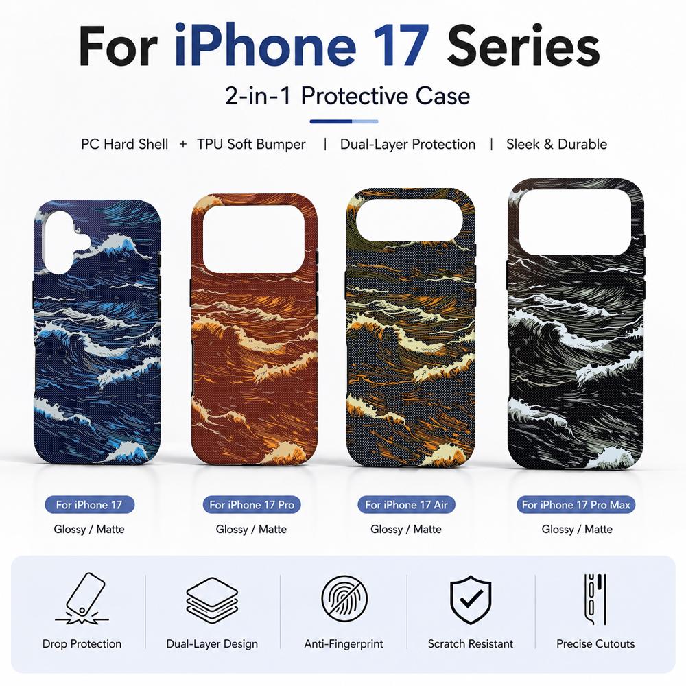 Phone Cases With Magsafe - Lüks Karbon Fiber Deniz Dalgası Desenli