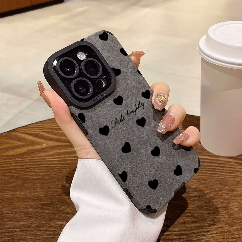 Phone Cases Best - Yeni Lüks Siyah Kalp Desenli Telefon