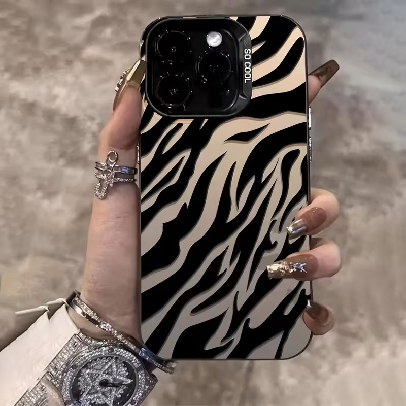 Phone Cases Iphone 16 Pro - Zebra Desenli Siyah Gelişmiş IMD Darbeye