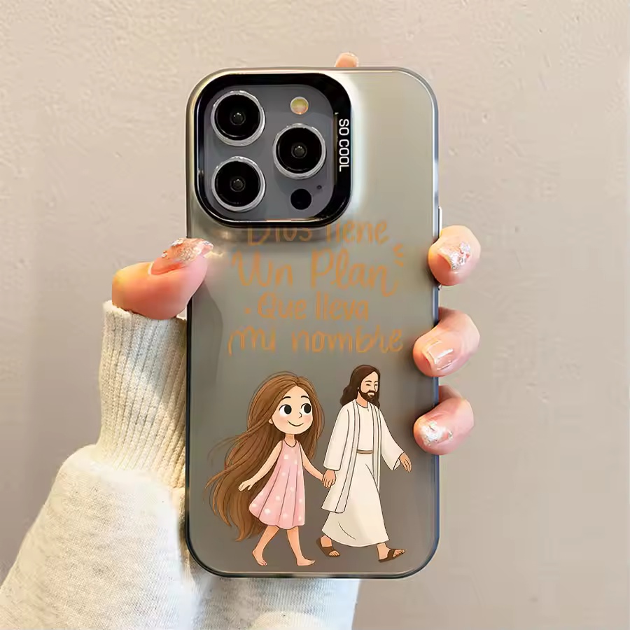 Phone Cases Girls - Sevimli Kız Tanrıyla Yürüyen Mat Telefon