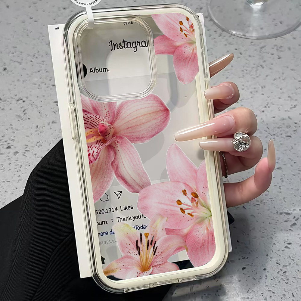 Phone Cases Unique - Pembe Zambak Çiçeği Şeffaf Telefon Kılıfı