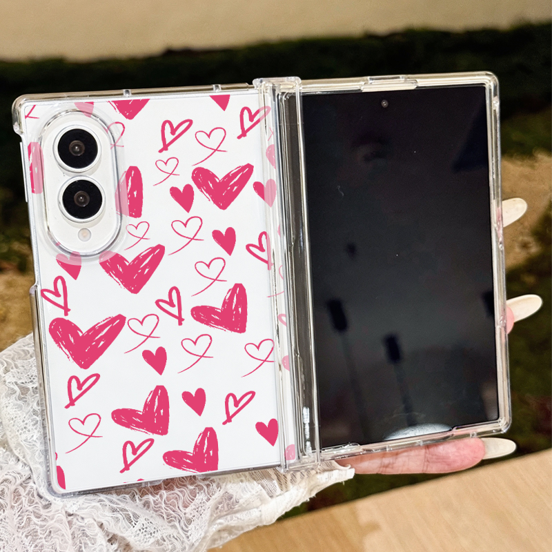 Phone Cases Z Fold 7 - Sevimli Kalp Desenli Telefon Kılıfı Samsung