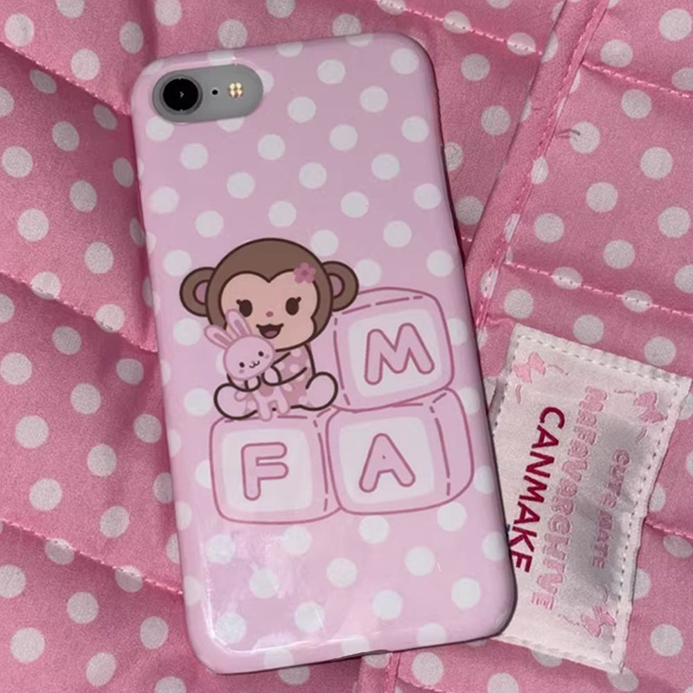 Phone Cases Polka Dot - Kore Çizgi Film Tatlı Pembe Sevimli