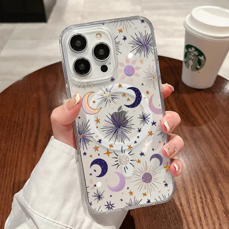 Phone Cases With Magsafe - Romantik Güneş Ay Yıldızlar Telefon Kılıfı