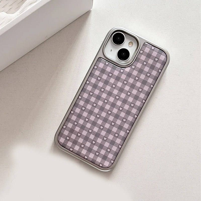 Pembe Mor Kalp Şeklinde Kareli - Phone Cases Girls incelemesi ve fiyatı