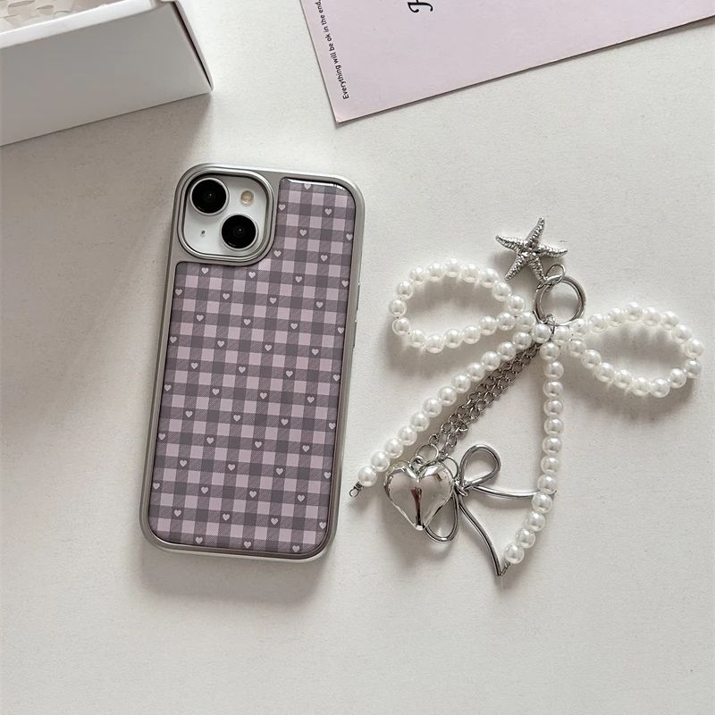 Pembe Mor Kalp Şeklinde Kareli - Phone Cases Girls incelemesi ve fiyatı