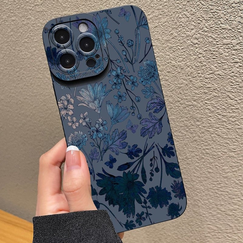 Gri Tabanlı Mavi-Mor Çiçekli T - Phone Cases Blue incelemesi ve fiyatı