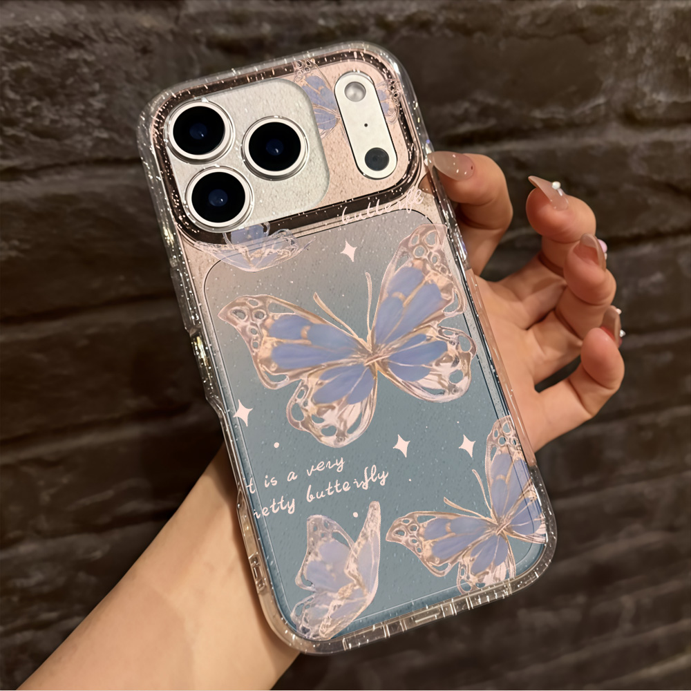 Lüks Mavi Kelebek Şeffaf Simli - Phone Cases Blue incelemesi ve fiyatı
