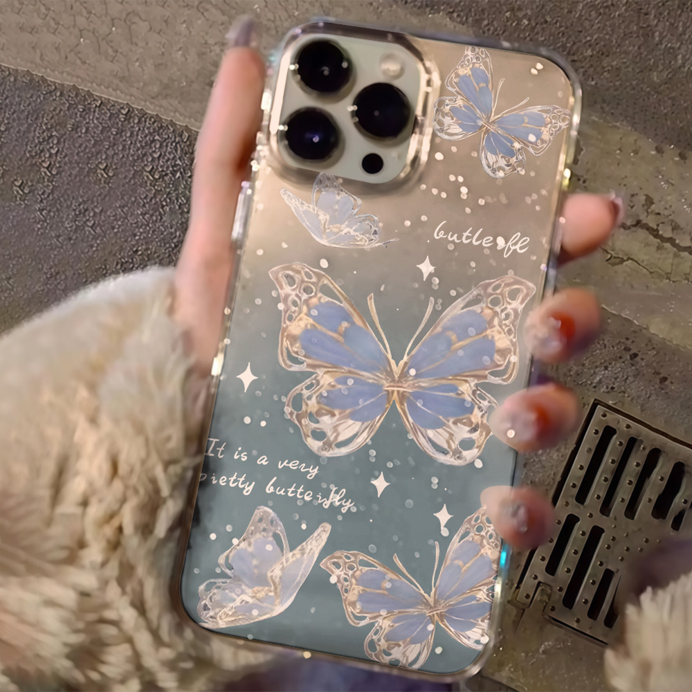 Lüks Mavi Kelebek Şeffaf Simli - Phone Cases Blue incelemesi ve fiyatı