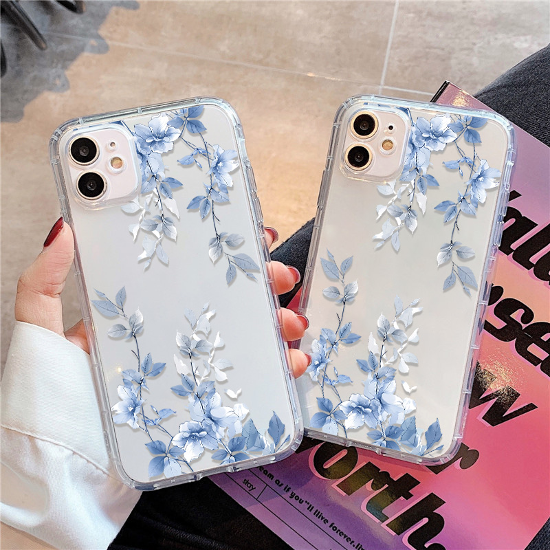 Mavi Çiçek Desenli Şeffaf Tele - Phone Cases Blue incelemesi ve fiyatı
